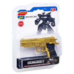 Трансформер 2в1 BONDIBOT Bondibon, мет. детали, CRD pvc 18,5x13,5x3,7см, робот-пистолет Sig Sauer Р226, цвет золотой.