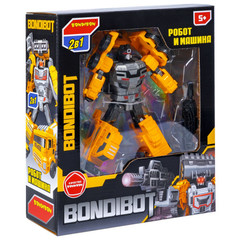 Трансформер робот-строительная техника, 2в1 BONDIBOT Bondibon, автокран, цвет жёлтый, ВОХ 23,5х26,5х8 см.