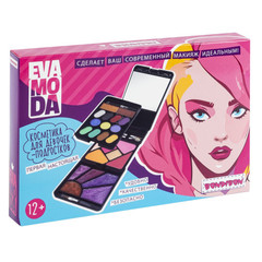 Набор детской декор. косметики Bondibon Eva Moda, BOX 21,2х14х2,6 см; тени для век-13шт.(9,2г), блеск для губ-5шт.(5,8г), румяна-6шт.(9,6г),косметический карандаш-1шт.(0,5г), аппликатор-4шт., зеркало-1шт.,арт.8161.