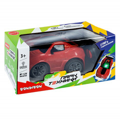 Упр. радио маш. c аккум., тм Bondibon "Парк Техники", BOX 24х12х11,5 см, М1:24, 4-CH R/C, 27МГц, LED-подсветка, usb-кабель, цвет красный, арт.003-1B.