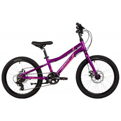 Велосипед NOVATRACK 20" NOVARA, алюм., фиолетовый, 6-скор, Shimano/Microshift  диск.тормоз STG