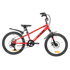 Велосипед NOVATRACK 20" POINTER красный,  стальная рама, 6 скор., Shimano TY21/Microshift TS38, диск