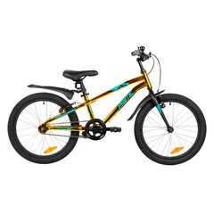 Велосипед NOVATRACK 20", PRIME ABV, алюм., золотой металлик,   тормоз V-brake, короткие крылья