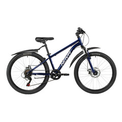 Велосипед NOVATRACK 24" BATTLER сталь 12'', тёмно-синий, 6 скор.TZ500/TS-38/SG-6S, диск.торм STG
