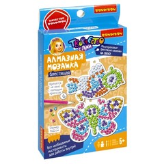 Набор для творчества  BONDIBON. Алмазная мозаика блестящая"БАБОЧКА И ПТИЧКА" наклейки на окно многоразовые